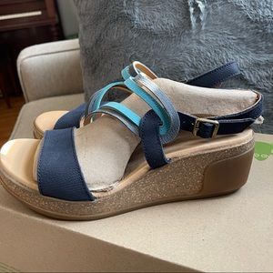New El Naturalista leather wedge sandals 5019 LEAVES  sz 8 39